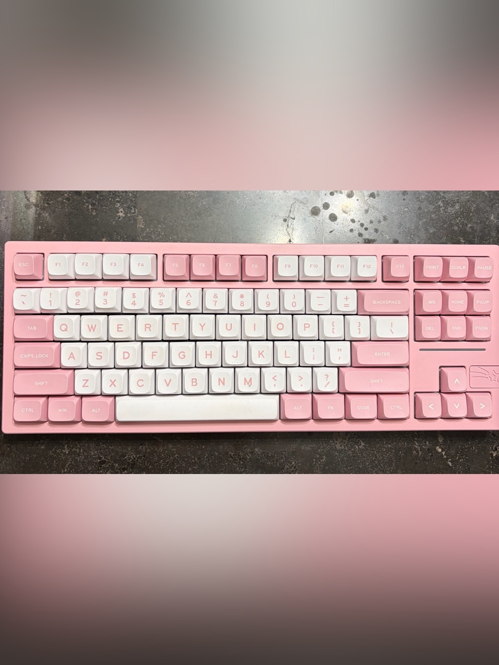 Pink & White Mechanical Gaming Keyboard - Stylish Compact Layout